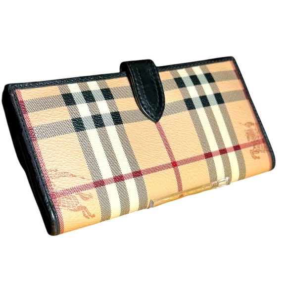BURBERRY Haymarket Check Coated Canvas Long Continental Wallet NEW - Picture 1 of 12